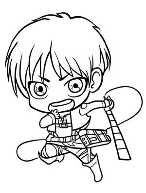 Adorable Chibi Eren Yeager Coloring Page