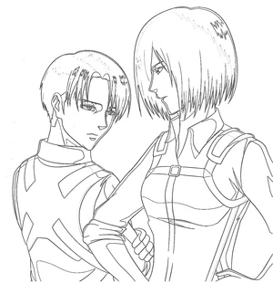 Levi and Mikasa Coloring Page