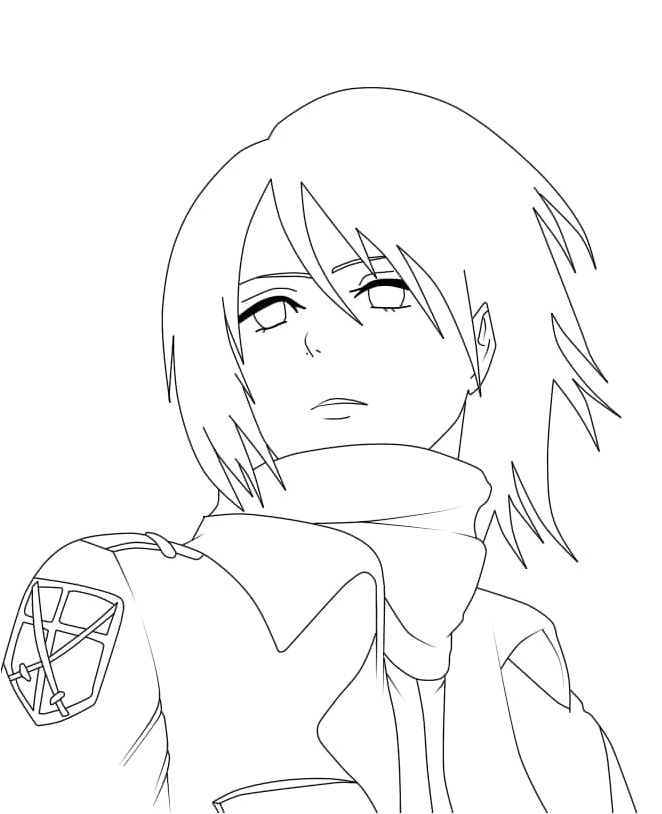 Mikasa Ackerman from Attack On Titan Coloring Page