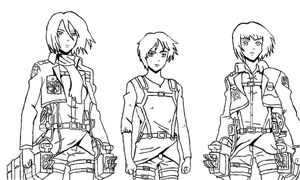 Mikasa, Eren, and Armin Coloring Page