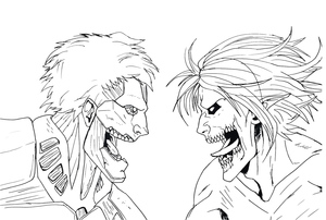 Reiner versus Eren in Attack On Titan