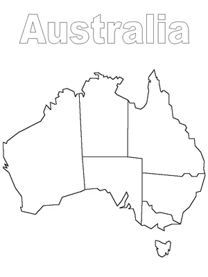Printable Australia Map Coloring Page