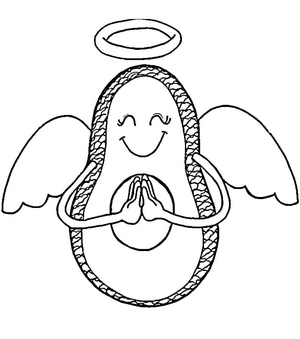 Angel Avocado Coloring Page