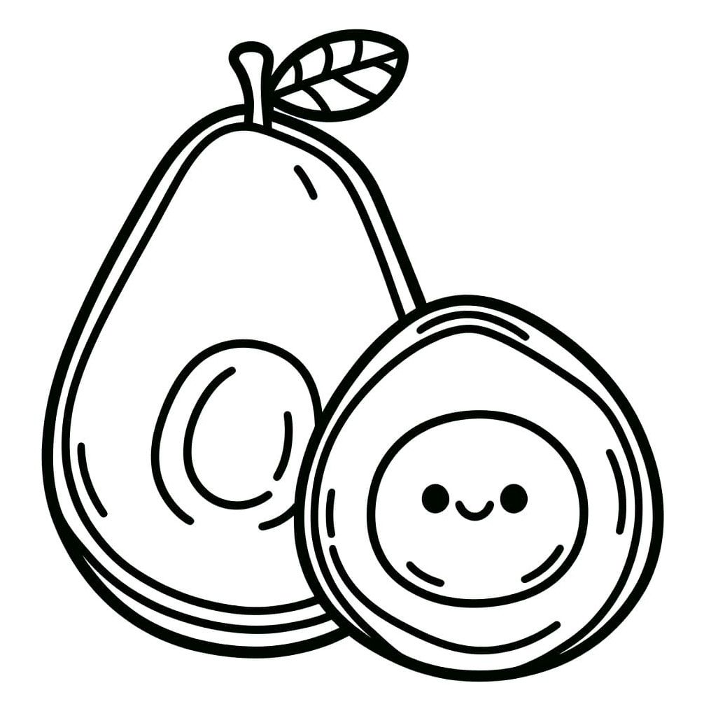 Friendly Avocado Coloring Page