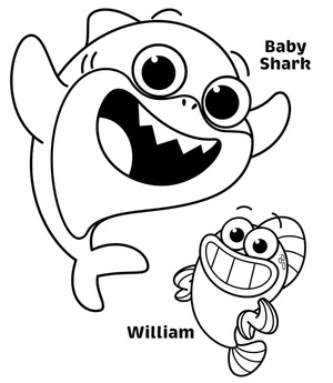 Baby Shark and William - A Playful Duo Coloring Page