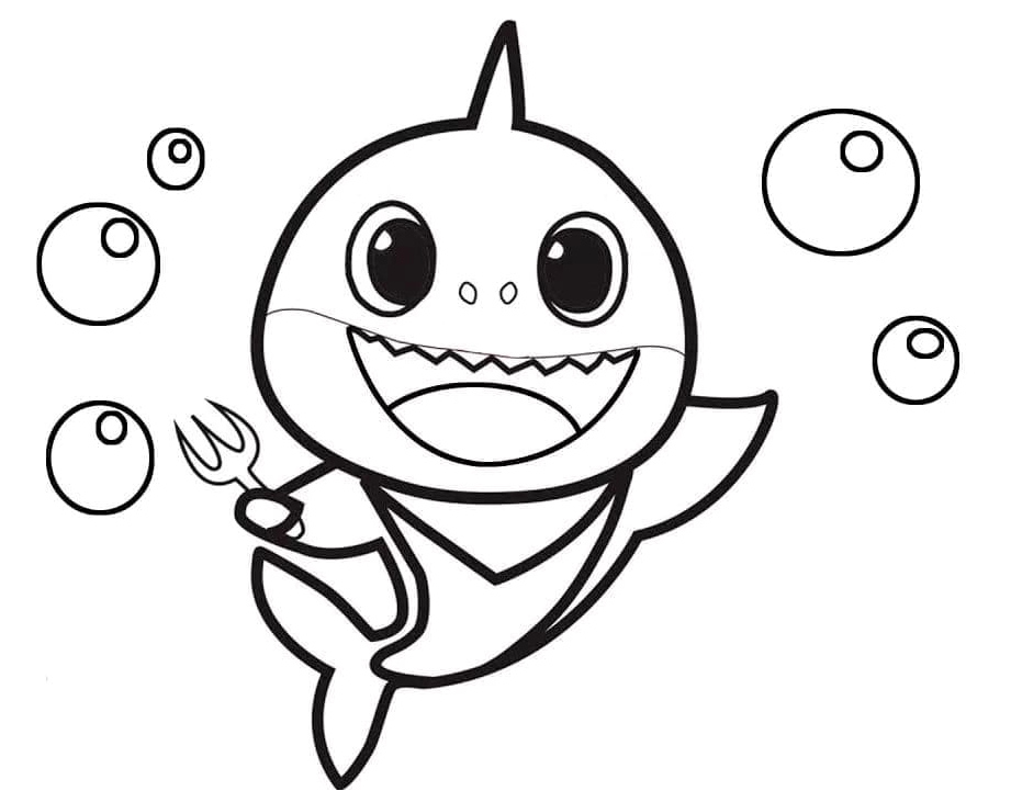 Hungry Baby Shark - Coloring Page Coloring Page