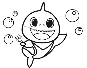Hungry Baby Shark - Coloring Page