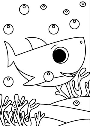 Printable Adorable Baby Shark Coloring Page