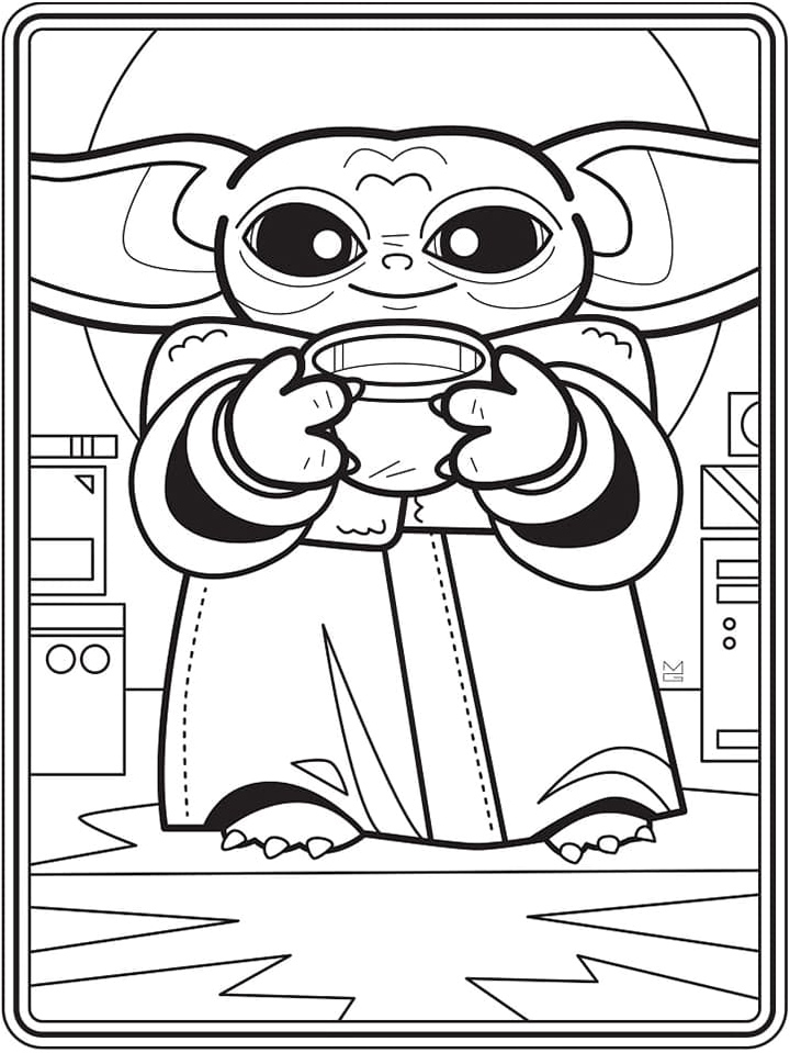 Printable Cute Baby Yoda Coloring Page Coloring Page