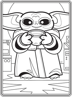 Printable Cute Baby Yoda Coloring Page
