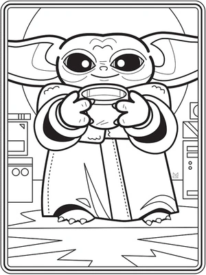 Printable Cute Baby Yoda Coloring Page Coloring Page
