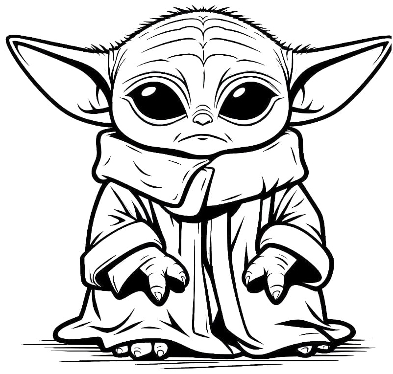 Sad Baby Yoda Coloring Page