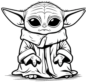 Sad Baby Yoda Coloring Page