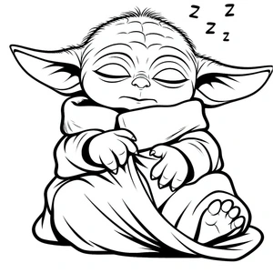 Sleeping Baby Yoda Coloring Page