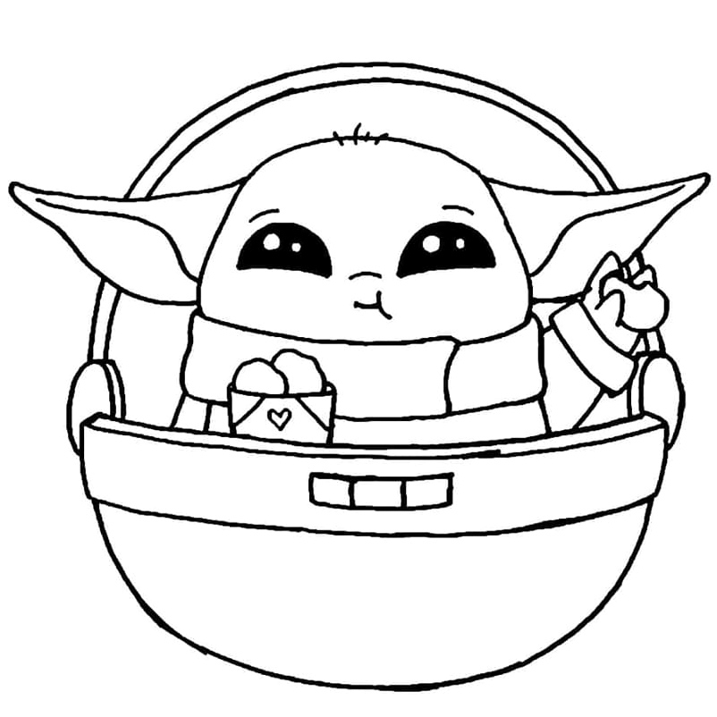 Tiny Infant Yoda Coloring Page