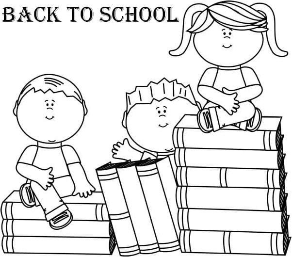 Children Joyfully Returning to School Coloring Page