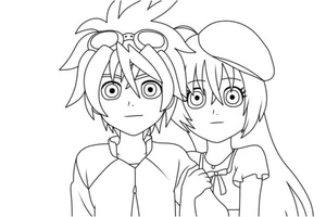 Dan Kuso and Runo Misaki Coloring Page
