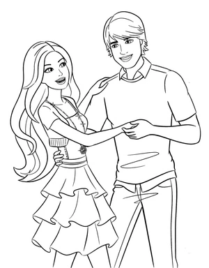 Barbie and her boyfriend Coloring Page