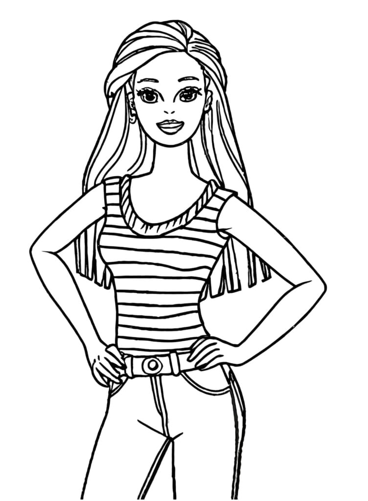 Barbie Looks Gorgeous Coloring Page