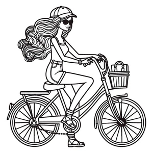 Barbie Riding a Bike Coloring Page