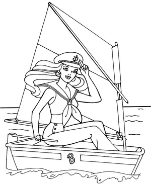 Sailboat Barbie Coloring Page
