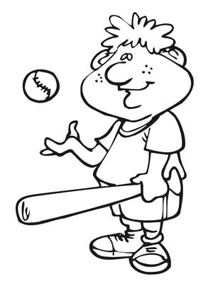 A young boy engaged in a game of baseball Coloring Page