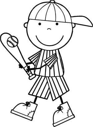 Adorable Baseball Player Coloring Page