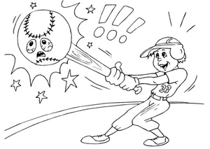 Comical Baseball Player Coloring Page
