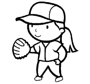Young Girl Engaging in Baseball