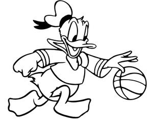 Donald Duck playing basketball