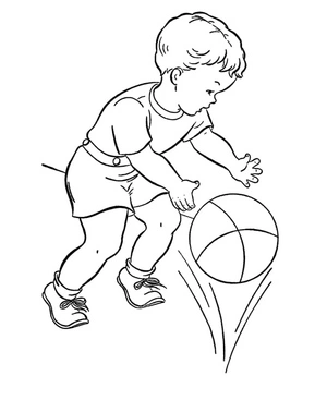 Young Boy with Basketball Coloring Page