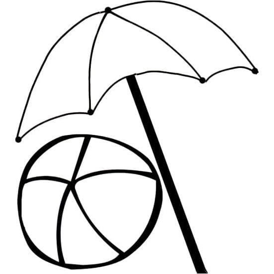 Ball and Umbrella on the Beach Coloring Page