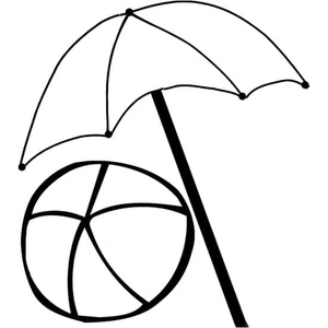 Ball and Umbrella on the Beach Coloring Page