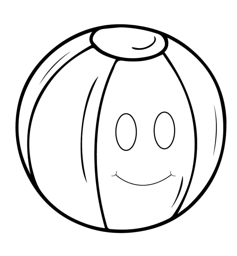 Beach Ball Cartoon Coloring Page