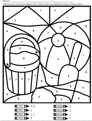 Beach Fun Color By Number: Sandcastle Edition Coloring Page