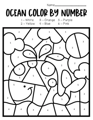Color By Number: Giant Whale Coloring Page