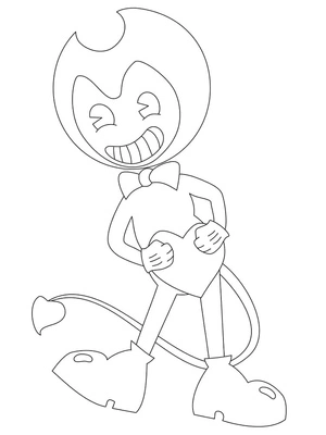 Bendy with a Heart Coloring Page