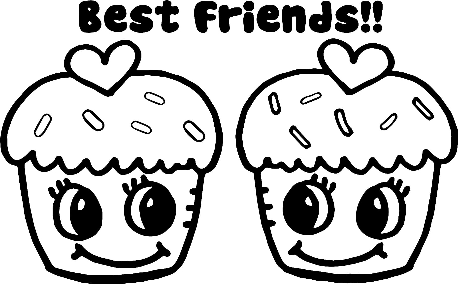 Best Friends Cupcakes Coloring Page