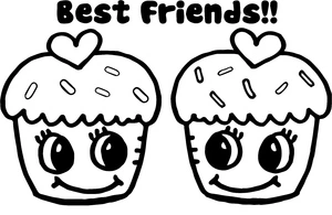 Best Friends Cupcakes Coloring Page