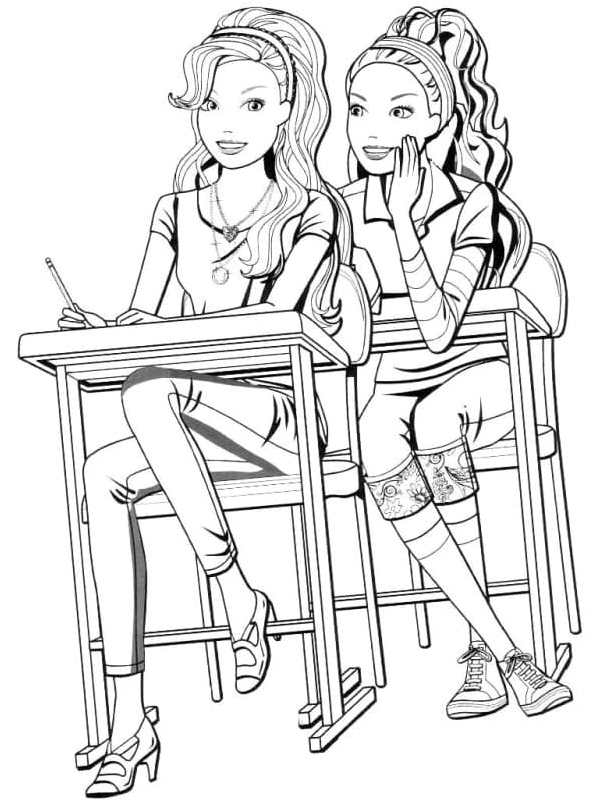 Best Friends Forever at School Coloring Page