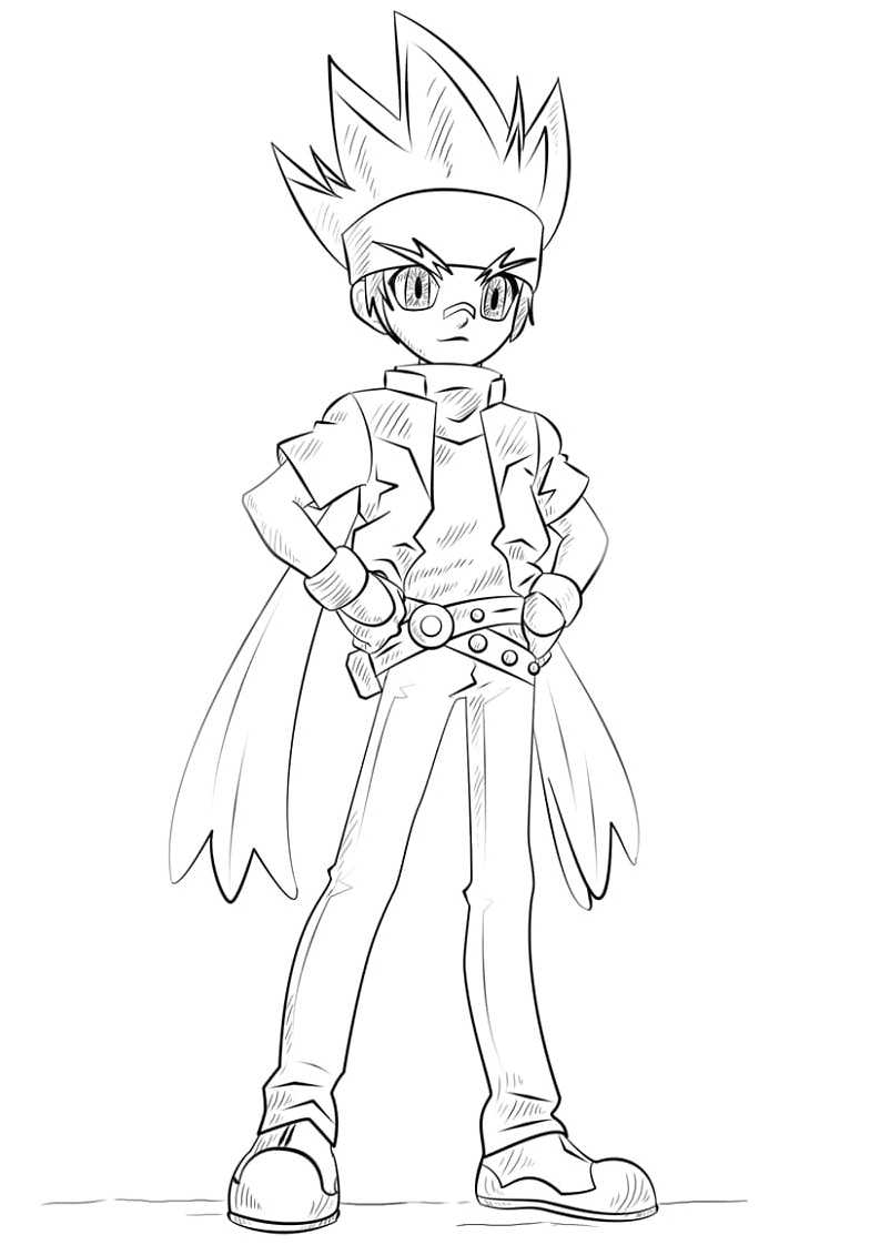 Gingka Hagane from Beyblade Coloring Page