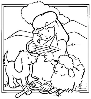 Adorable Child with Two Sheep in the Bible Coloring Page