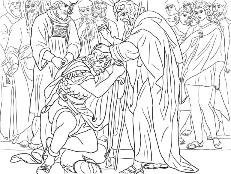 Blessing from Jesus to Moses Coloring Page