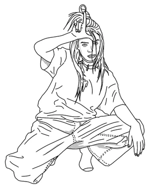 Billie Eilish is a Cool Pop Star Coloring Page
