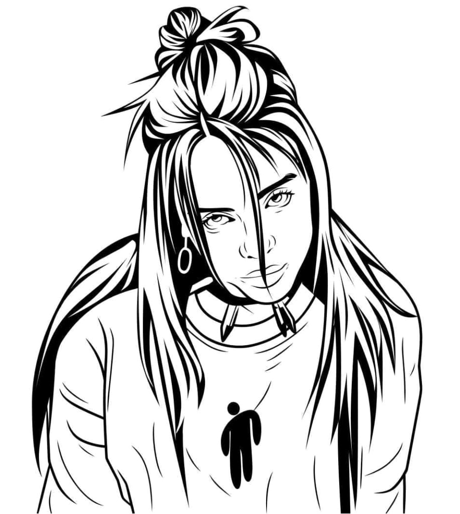 Youthful Billie Eilish Coloring Page
