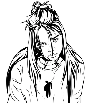 Youthful Billie Eilish Coloring Page