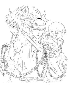 Coloring page featuring Bleach characters