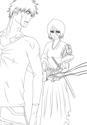 Ichigo Kurosaki and Rukia Kuchiki Coloring Page