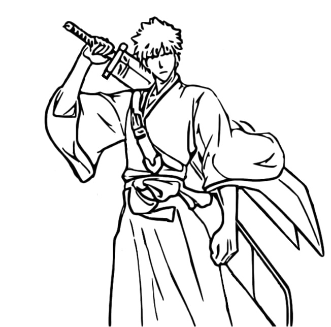 Ichigo Kurosaki from the anime Bleach Coloring Page