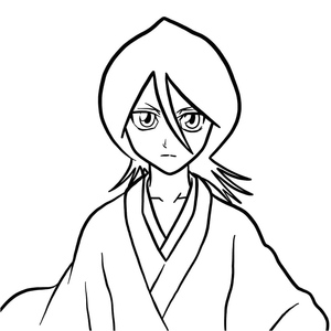 Rukia Kuchiki coloring page from the anime Bleach.